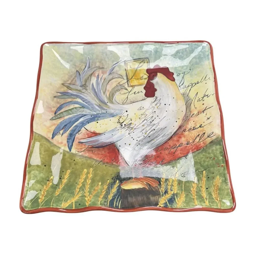 La Rooster By Certified International 13” Susan Winget Square Rooster Platter